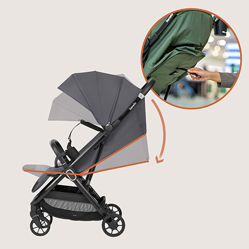 Verstellbares Verdeck des Lionelo Kinderwagens.